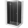 Mexen Roma sprchový kout s otočnými dveřmi 110 x 80 cm, Grafitově černá, Chromovaná + sprchová vanička Flat, Bílá - 854-110-080-