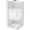 Mexen Rio čtvercový sprchový kout 90 x 90 cm, Pruhy, Chromovaná + sprchová vanička Flat, Bílá - 860-090-090-01-20-4010