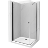 Mexen Pretoria sprchový kout s otočnými dveřmi 70 x 90 cm, průhledné, Černá + vanička do sprchového kouta Flat - 852-070-090-70-
