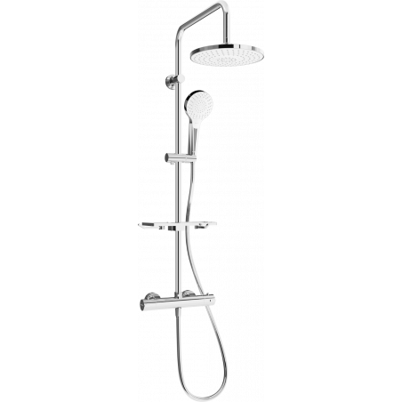 Mexen KT05 odkrytý sprchový set s dešťovou sprchovou hlavicí a termostatickou sprchovou baterií, Chromovaná/ bílá - 771500593-00