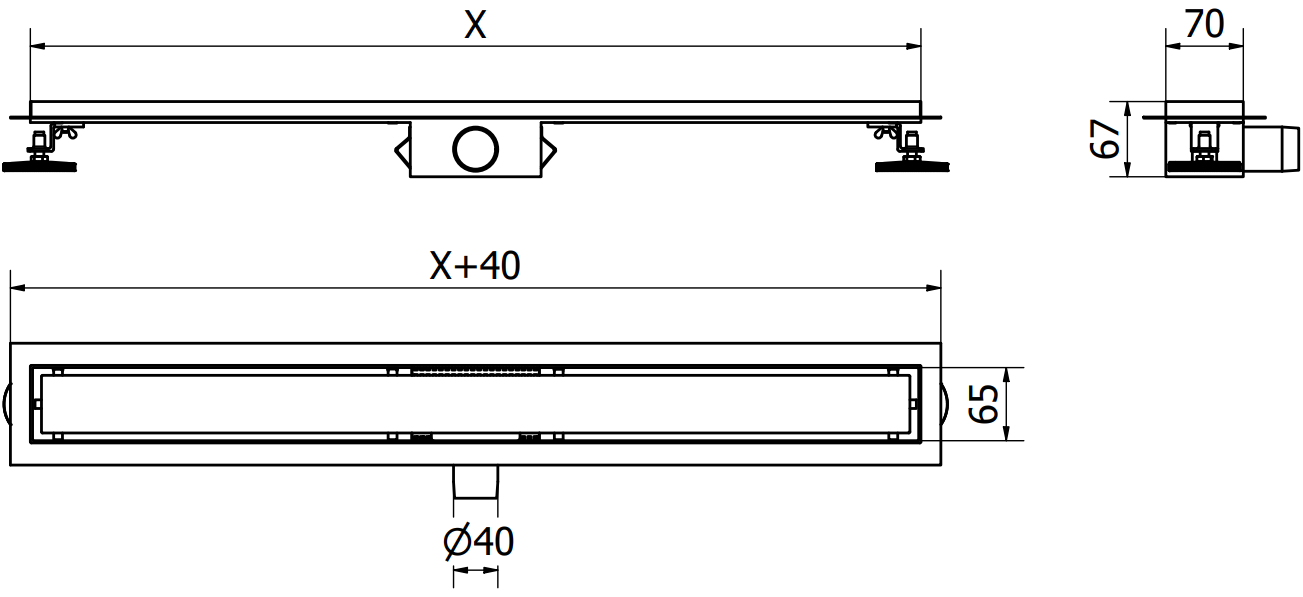 Mexen Flat M13 lineární odtok 2v1 150 cm, Zlatá - 1510150
