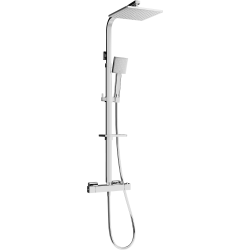 Mexen CQ45 odkrytý sprchový set s dešťovou sprchovou hlavicí a termostatickou sprchovou baterií, Chromovaná - 772504595-00