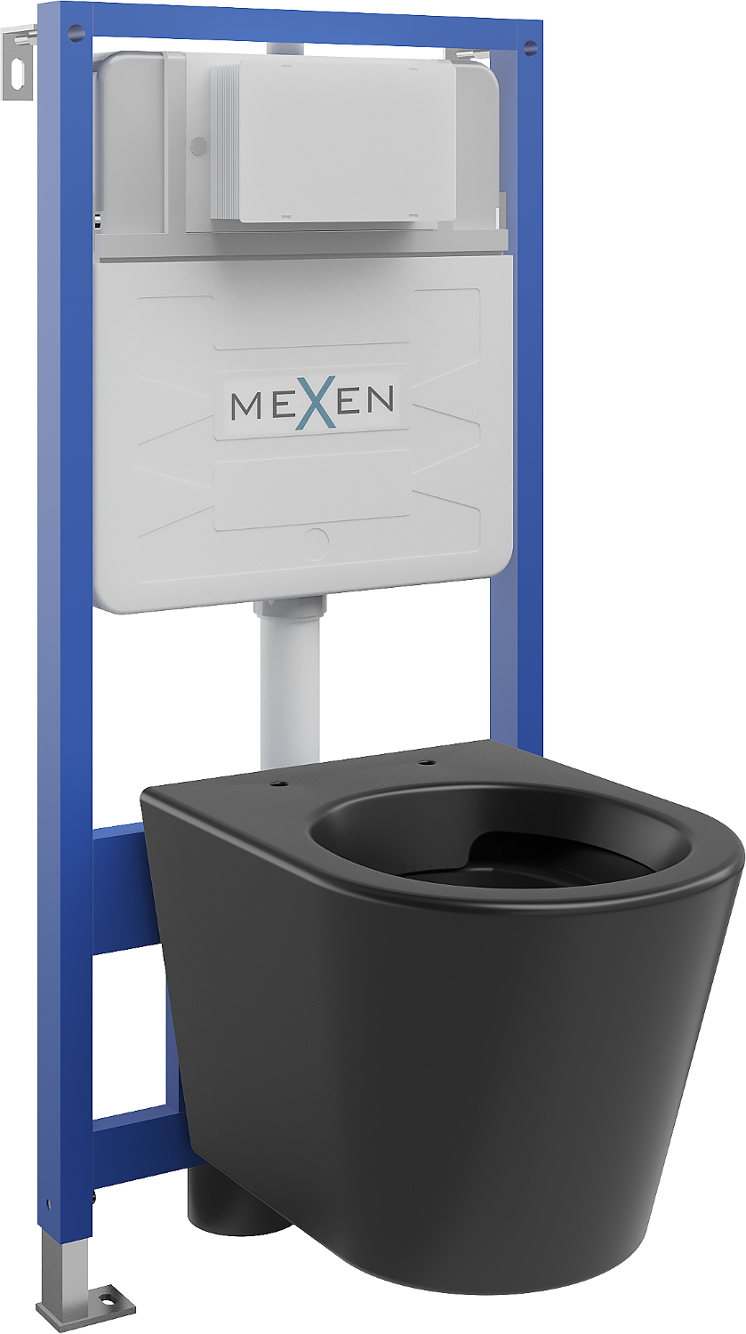 Mexen WC podomítkový set Felix Slim stojan s WC mísou Rico, Matná černá - 6103372XX85