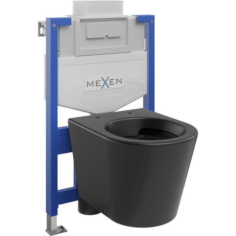 Mexen WC podomítkový set Felix XS-U stojan s WC mísou Rico, Matná černá - 6853372XX85
