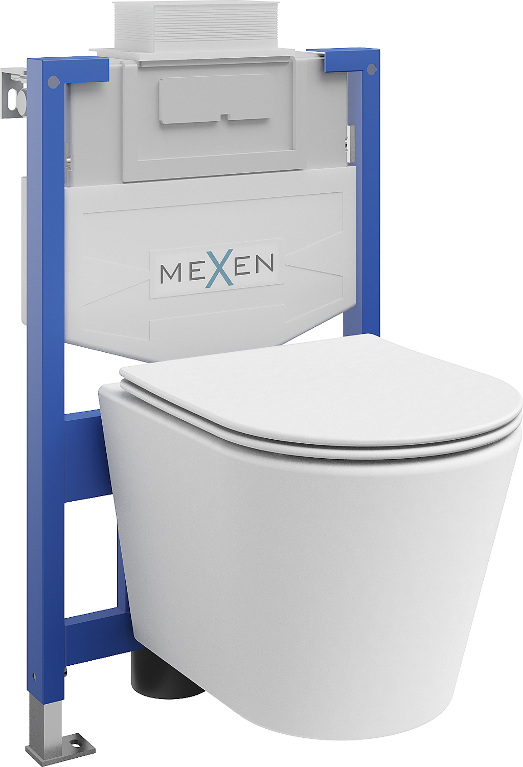 Mexen WC podomítkový set Felix XS-U stojan s WC mísou Rico a pomalu padajícím sedátkem, Matná bílá - 68530724001