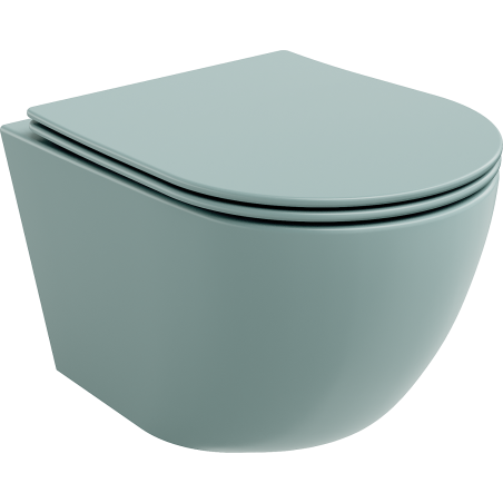 Mexen Lena WC mísa Rimless s pomalu klesajícím sedátkem slim, duroplast, světle zelená mat - 30224048