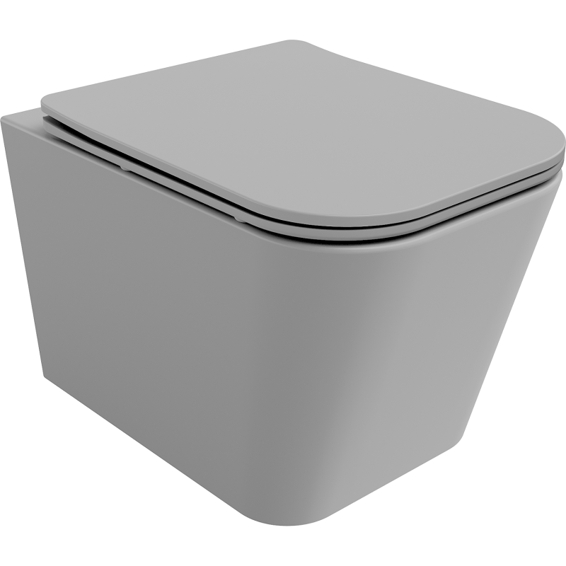 Mexen Teo WC mísa Rimless s pomalu padající deskou slim, duroplast, Světle matová šedá - 30854061