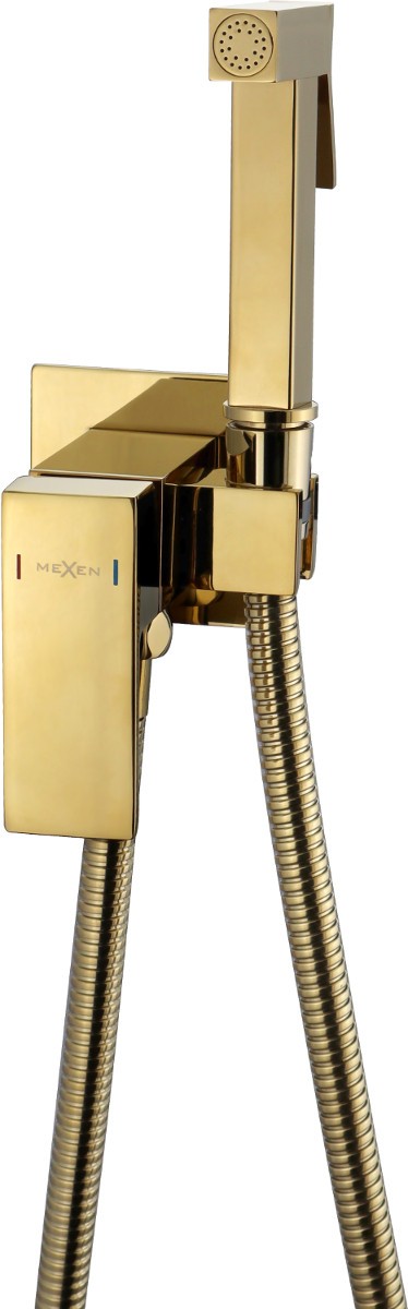 Mexen Cube bidetová baterie včetně podomítkového tělesa, Zlatá- 7599150-50