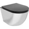 Mexen Lena wc mísa Rimless s pomalu sklopným tenkým sedátkem, duroplast, černá mat/stříbrná - 30224074