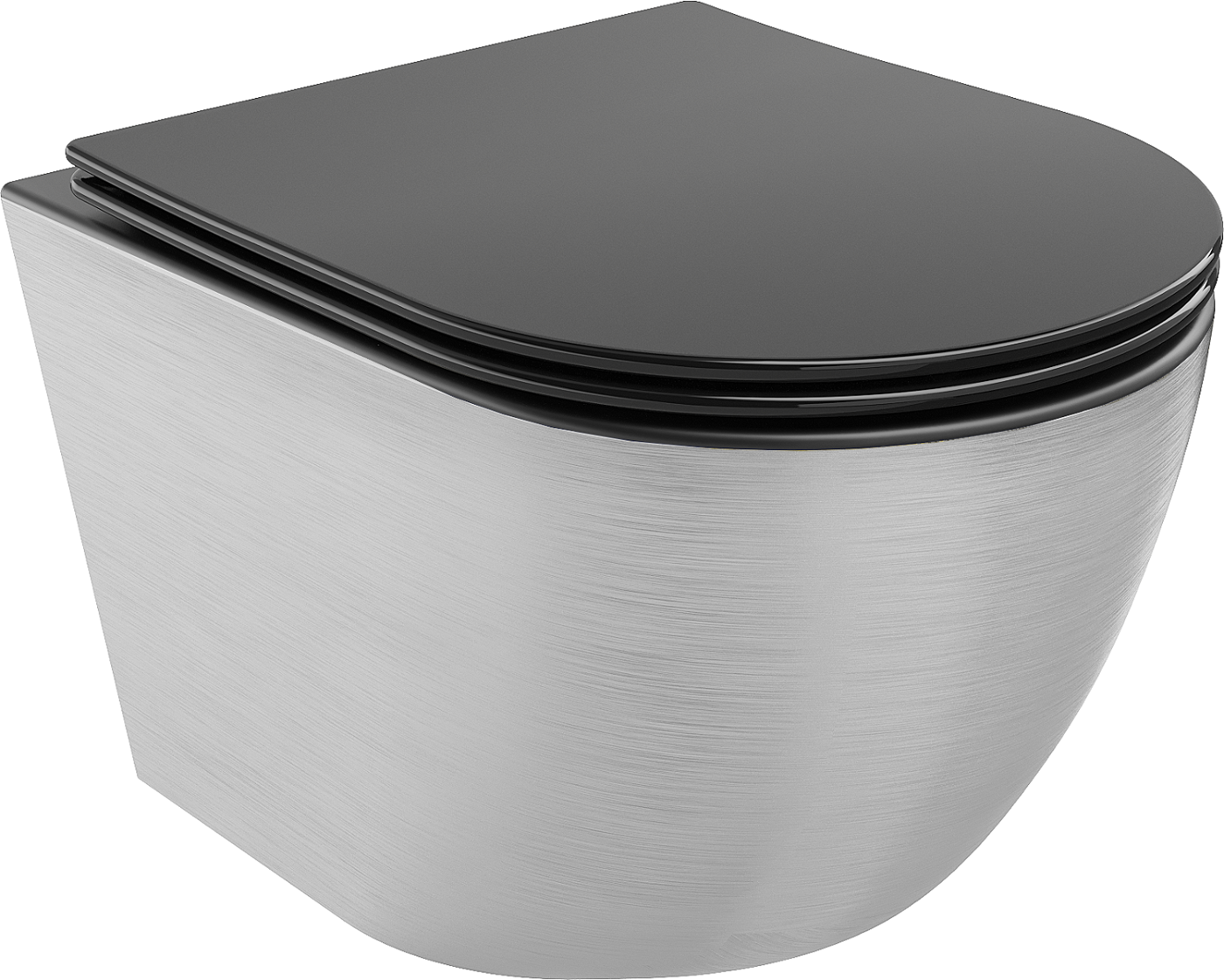 Mexen Lena WC mísa bez okraje s pomalu klesající deskou slim, duroplast, černá matná/stříbrný vzor linie - 30224073